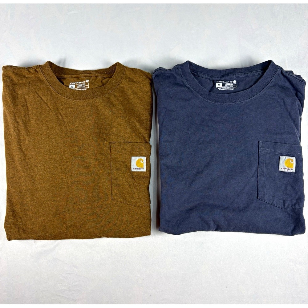 Carhartt Mens XL Loose Fit Pocket Logo Crew Neck Solid T-Shirt Lot of 2
